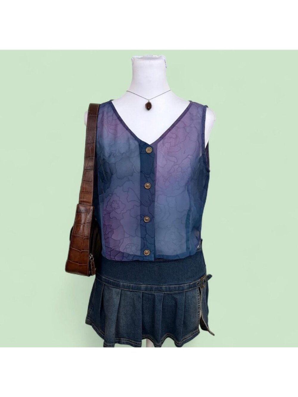 90s sheer tie dye whimsical boho cropped top